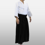[NEW] #11000 Traditional Cotton Black Aikido Hakama (Permanent Pleats - Rubber Backplate)