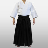 [NEW] #11000 Traditional Cotton Black Aikido Hakama (Permanent Pleats - Rubber Backplate)