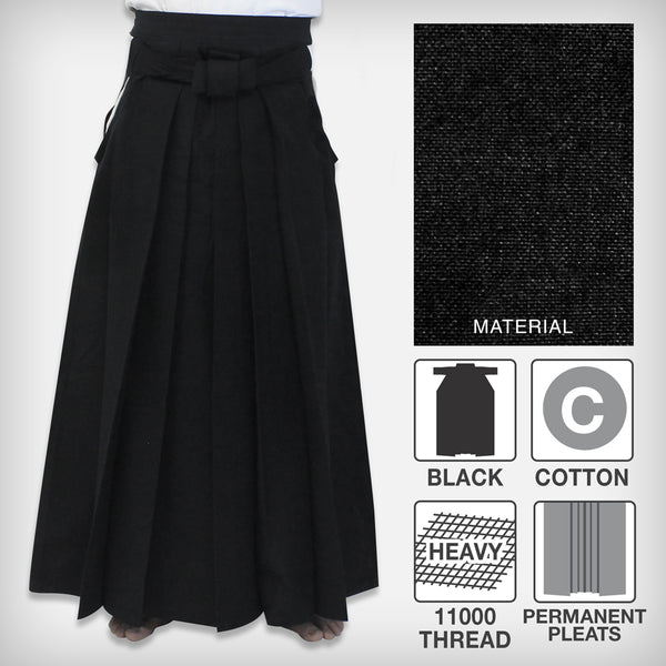 [New] #11000 Traditional Cotton Black Iaido Hakama (Permanent Pleats)